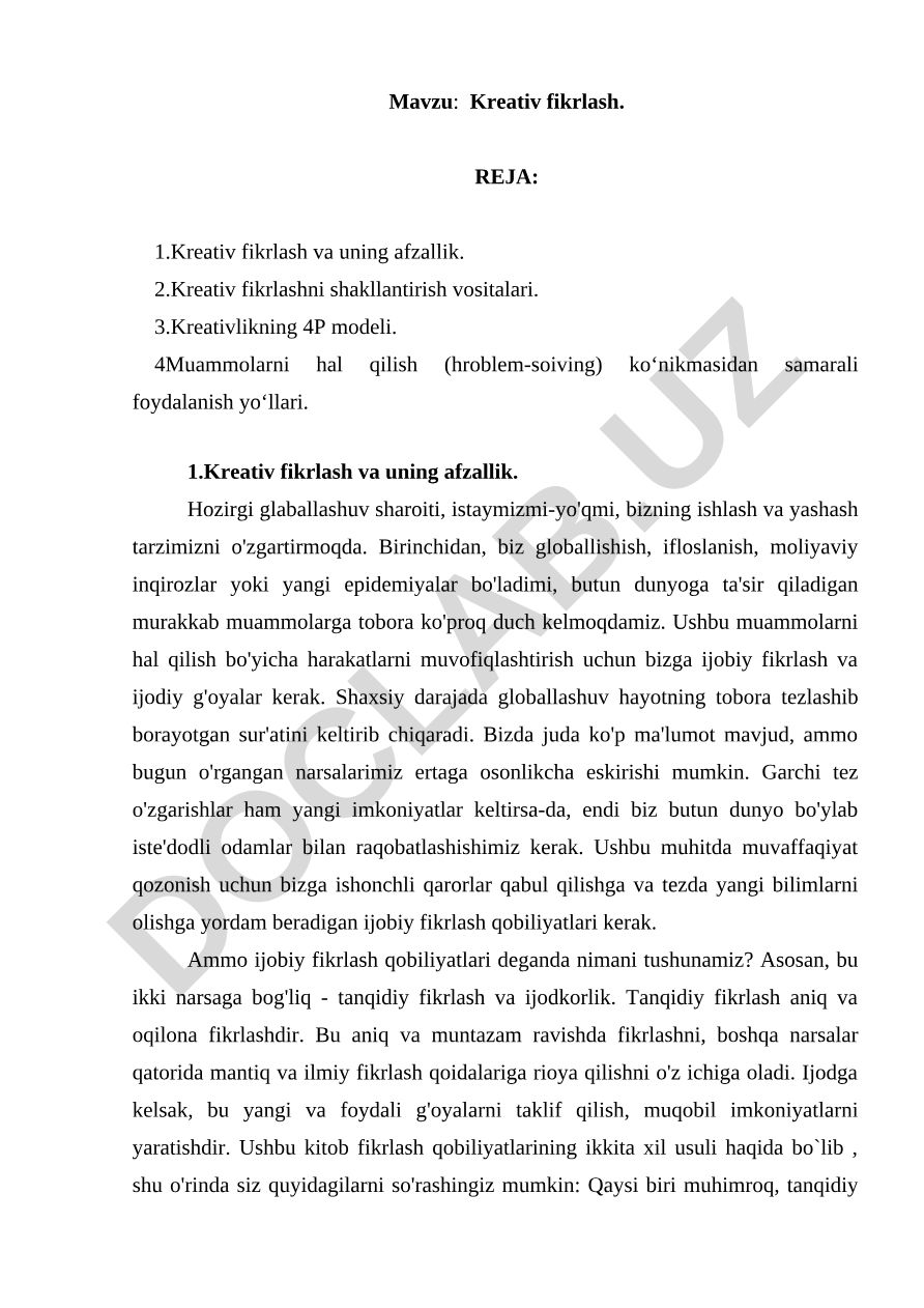 Kreativ fikrlash
