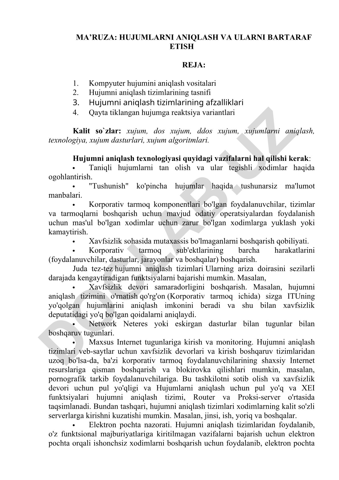 Hujumlarni aniqlash va bartaraf etish