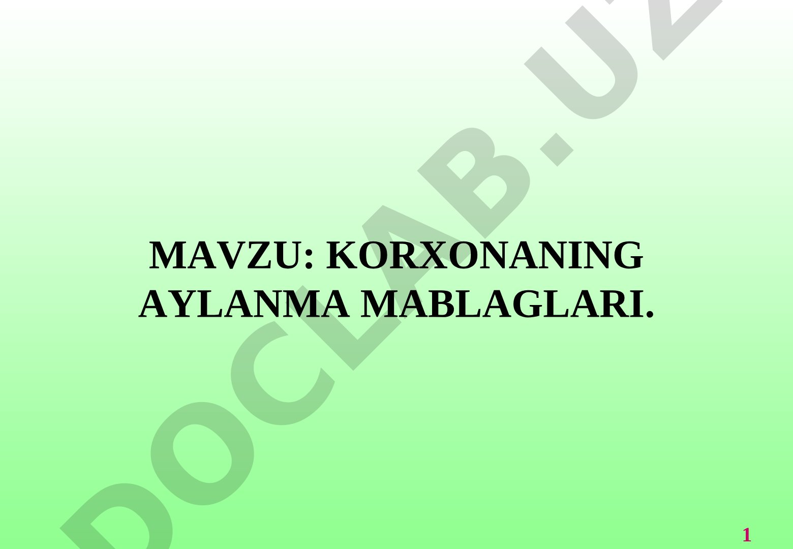 Aylanma mablag'lar taqdimoti