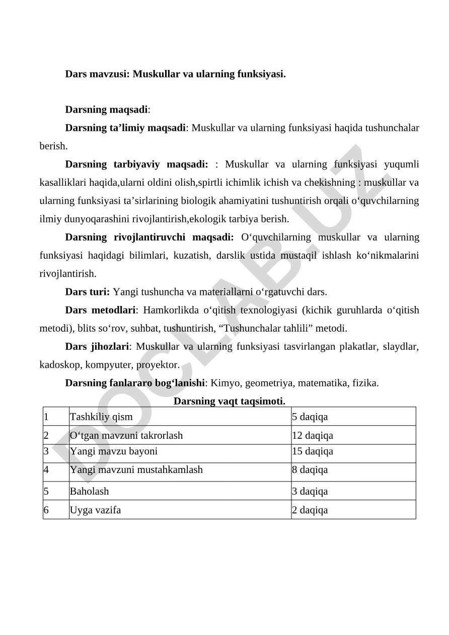 Muskullar va ularning funksiyasi
