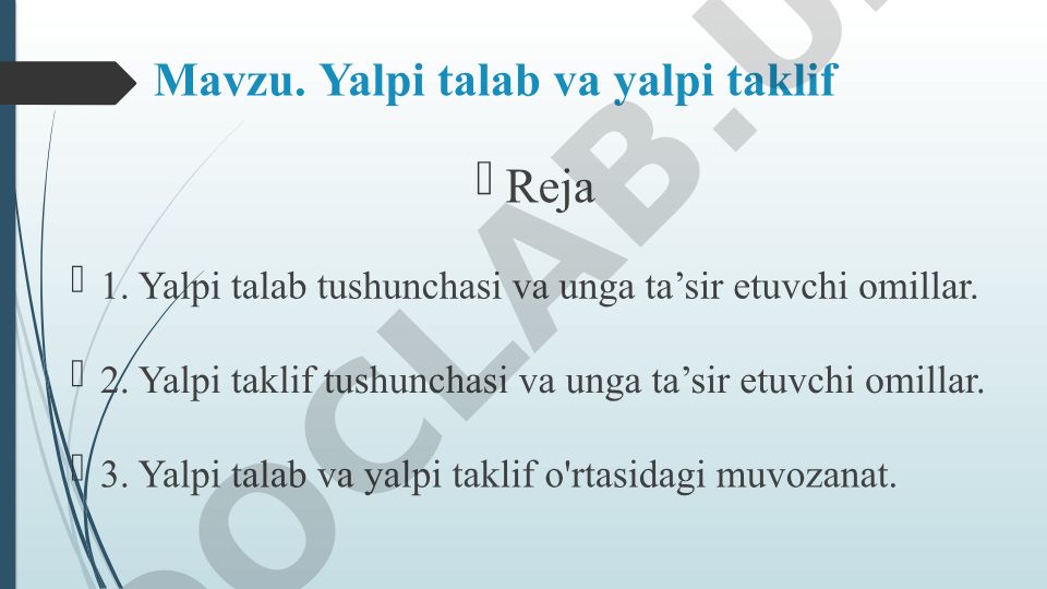 Yalpi talab va yalpi taklif