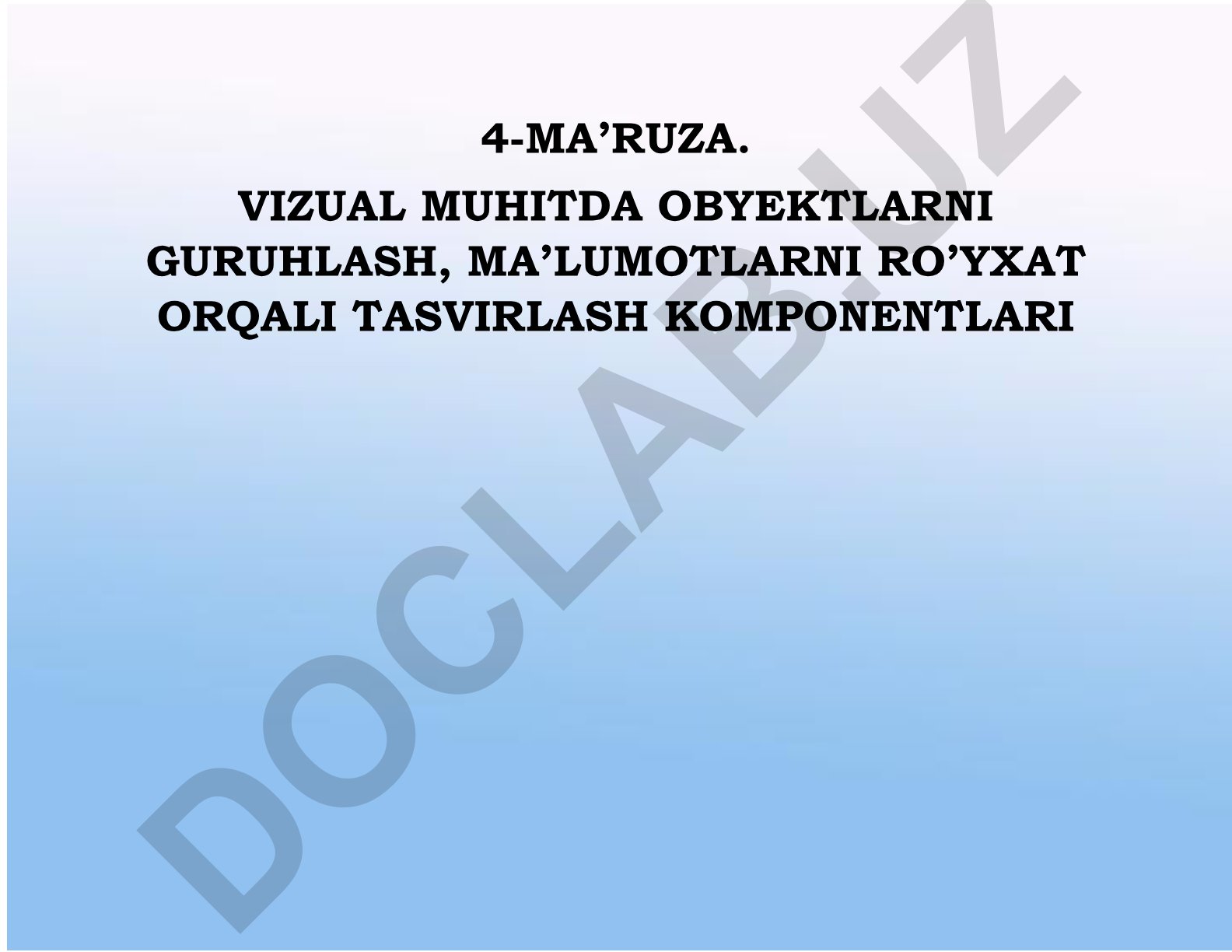 Panel komponentasi va uning xossalari