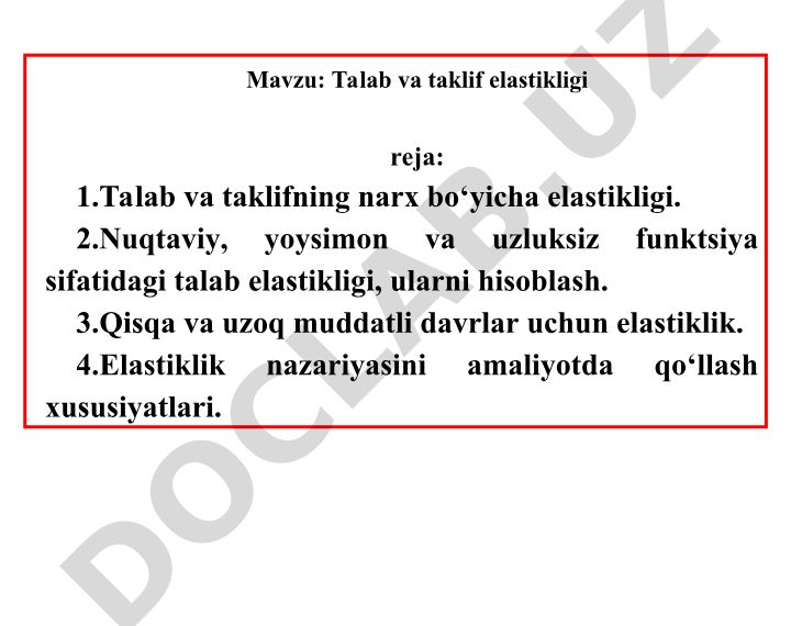 Talab va taklif elastikligi