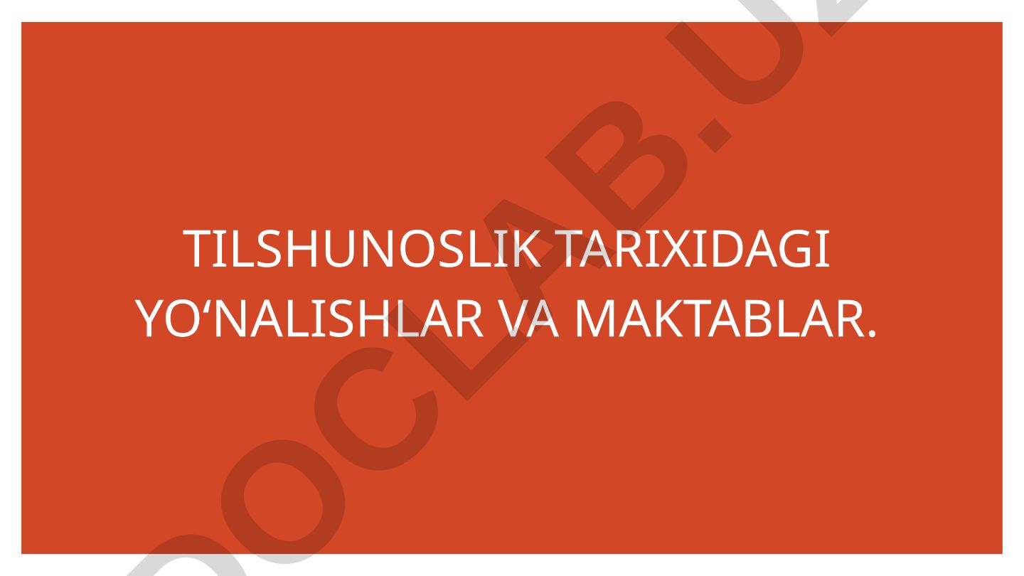 Tilshunoslik tarixidagi yo'nalishlar va maktablar