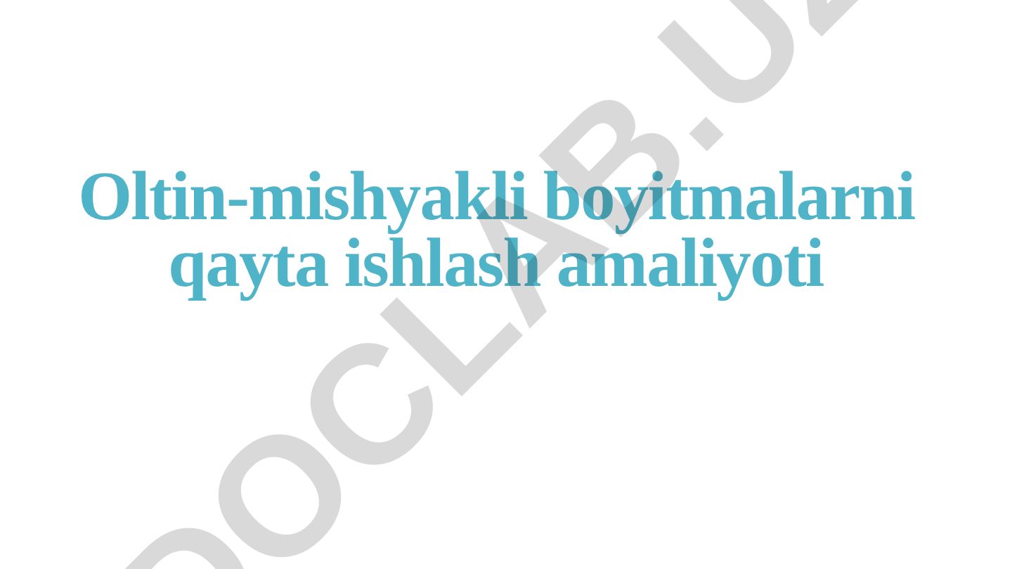 Oltin-mishyakli boyitmalarni qayta ishlash amaliyoti