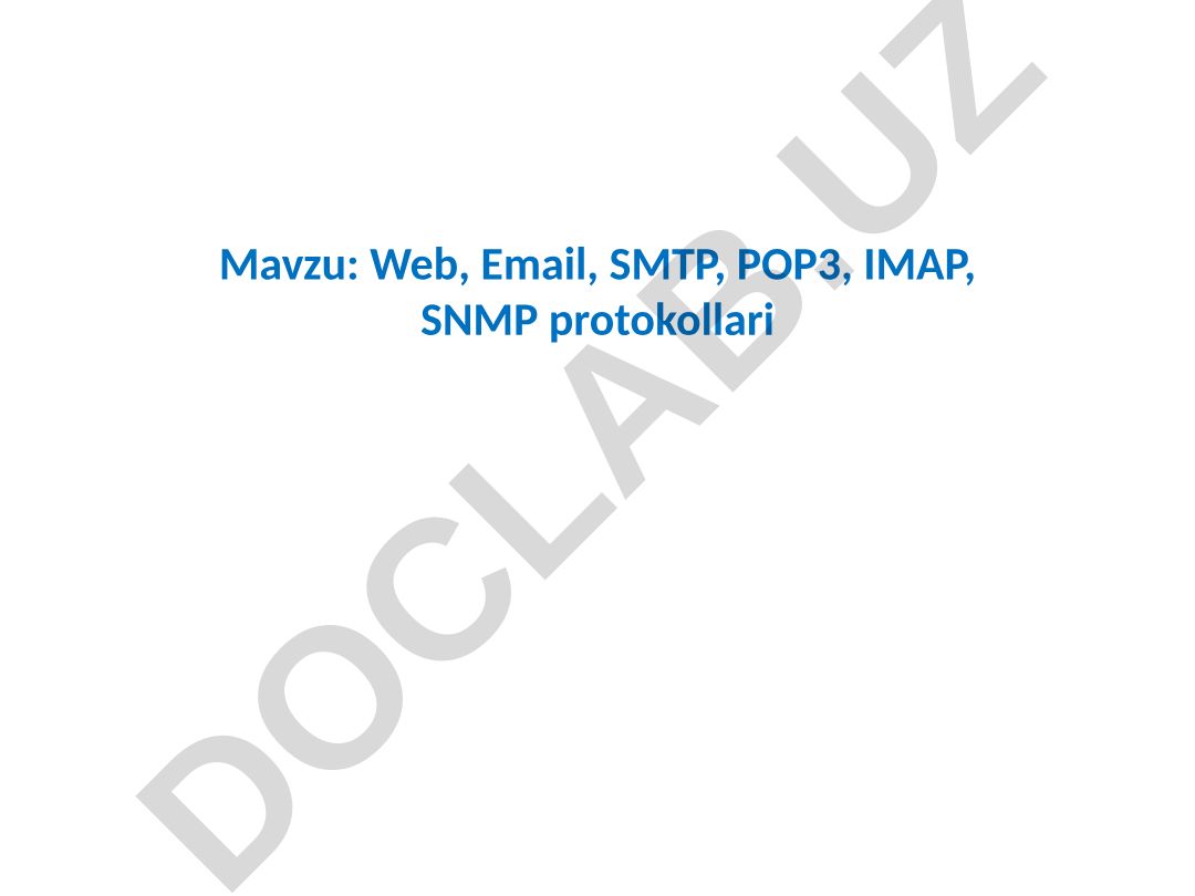 Web, Email, SMTP, POP3, IMAP, SNMP protokollari Kirish