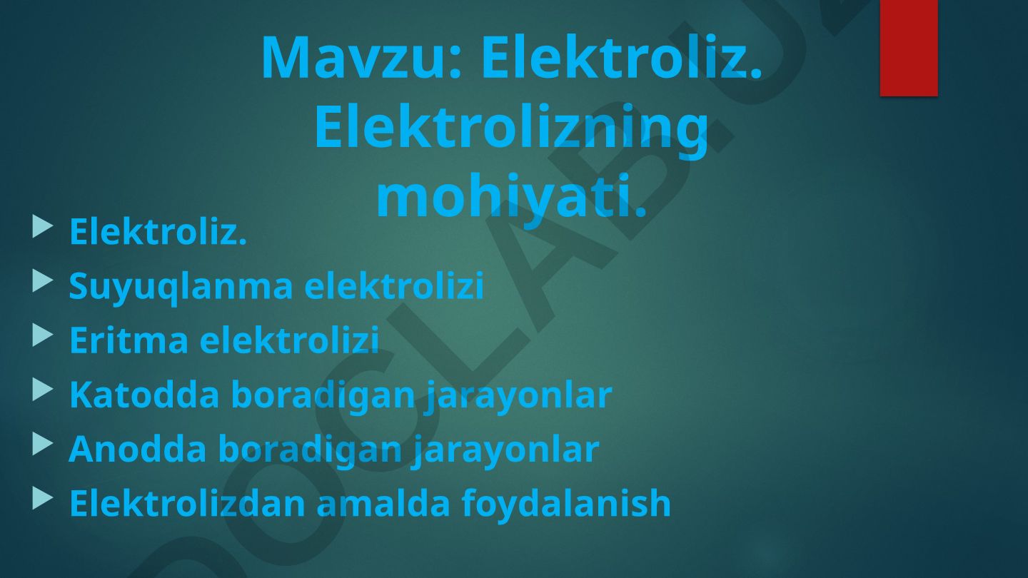 Elektroliz. Elektrolizning mohiyati va turlari