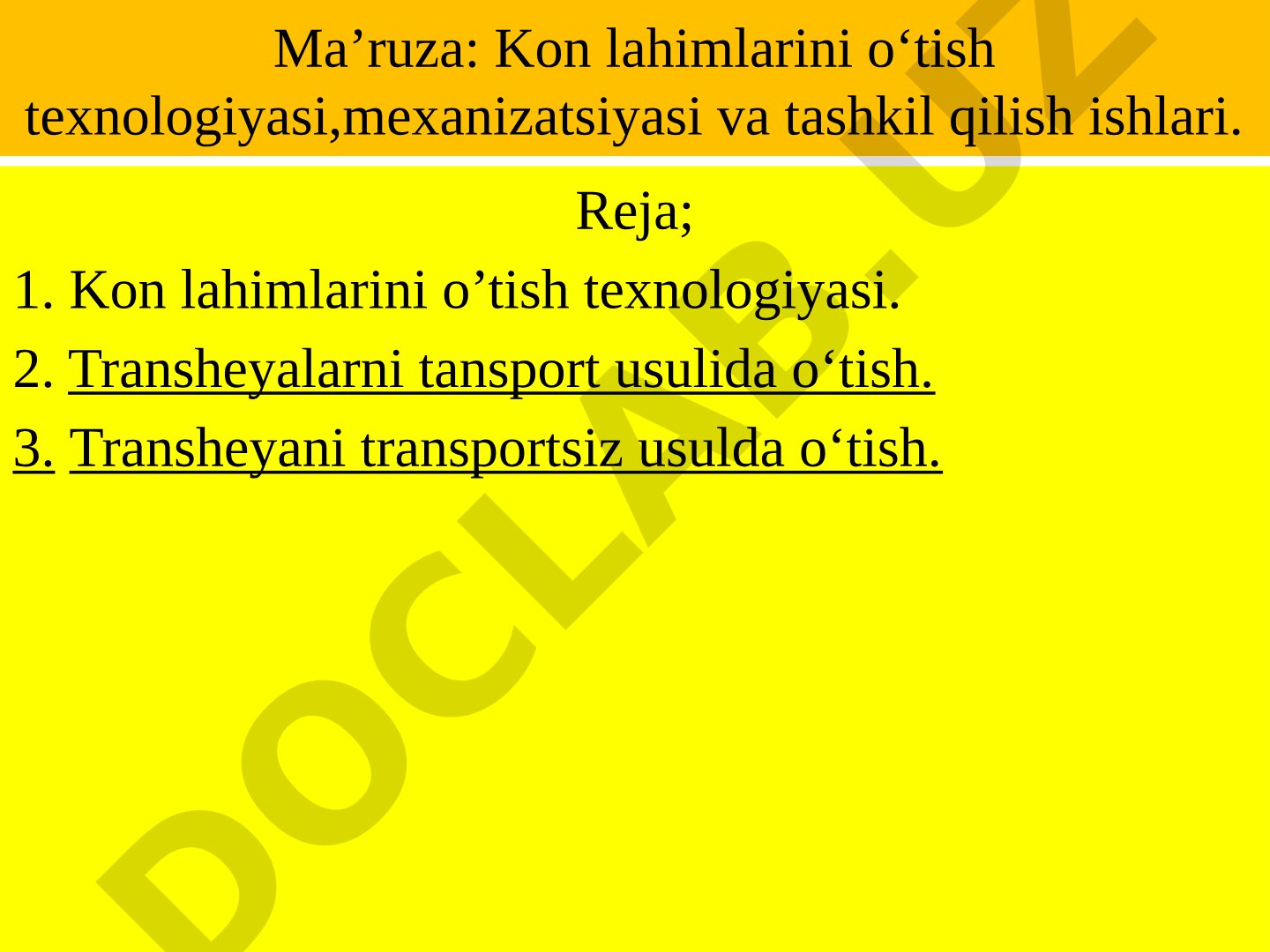 Kon lahimlari o'tish texnologiyasi taqdimoti