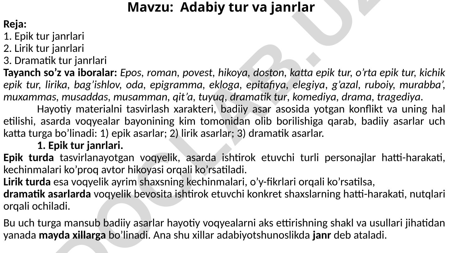 Adabiy tur va janrlar