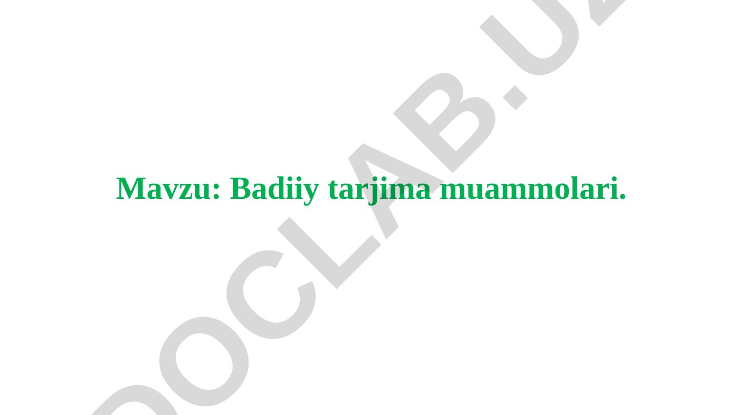 Badiiy tarjima muammolari