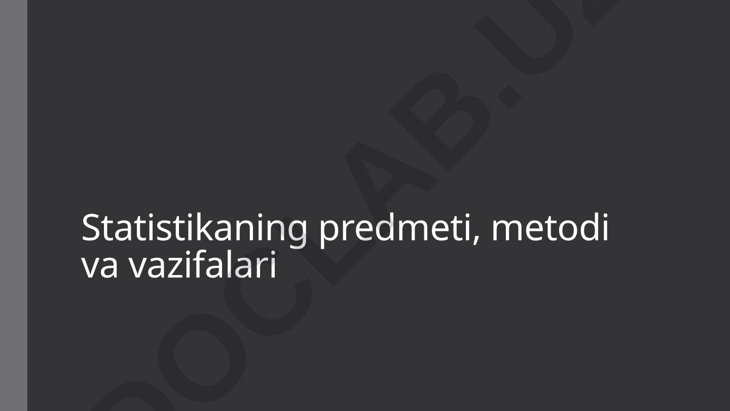Statistikaning predmeti, metodi va vazifalari