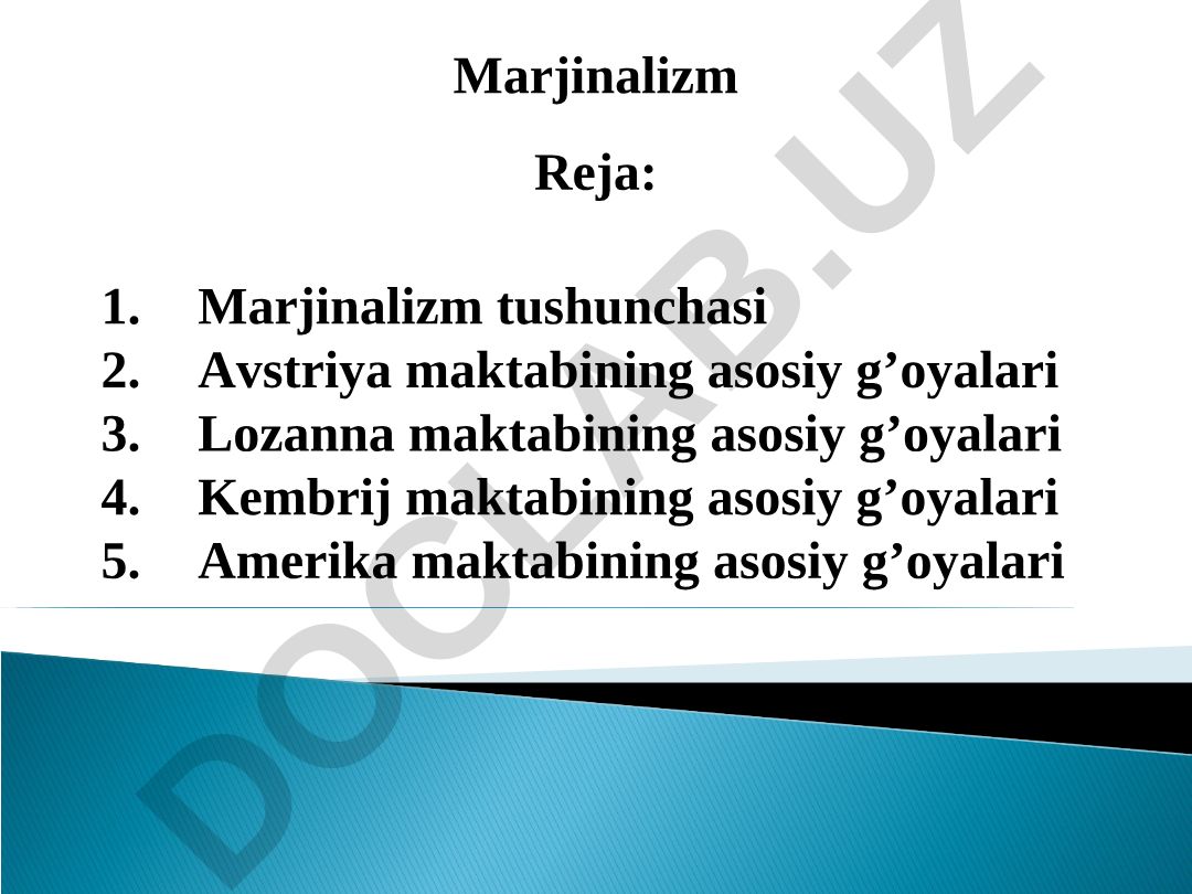 Marjinalizm tushunchasi va iqtisodiy maktablar