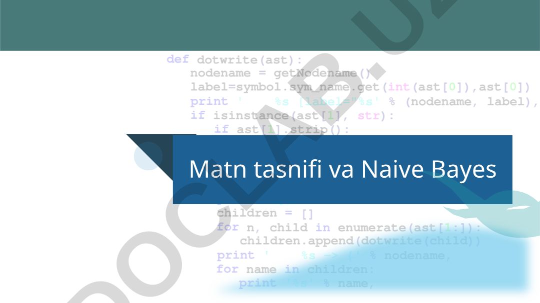 Matn tasnifi va Naive Bayes algoritmi