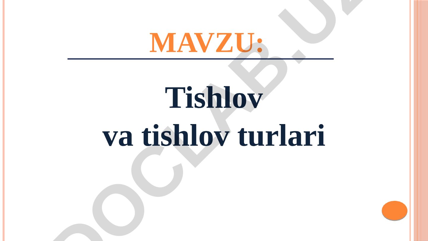 Tishlov va tishlov turlari