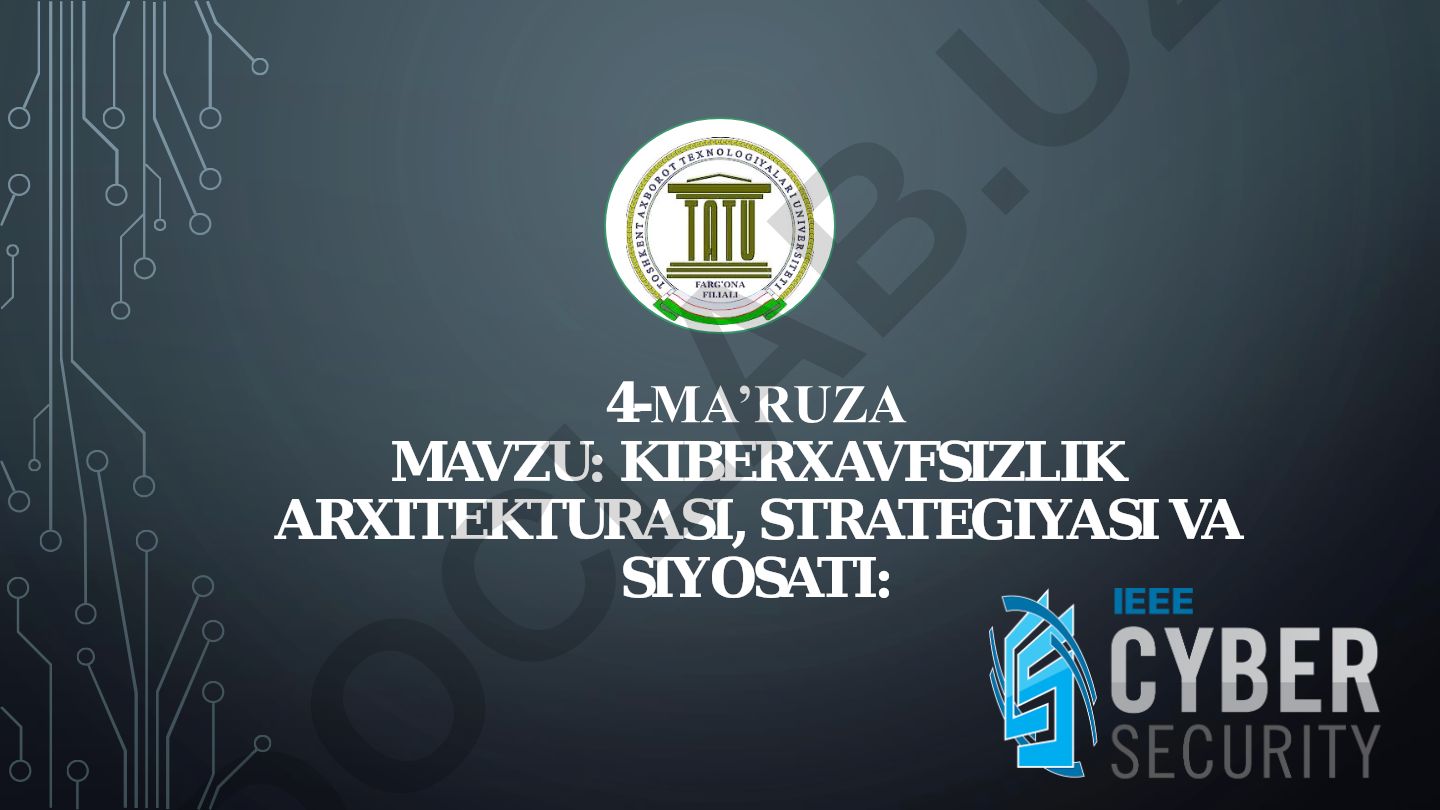 Kiberxavfsizlik arxitekturasi, strategiyasi va siyosati