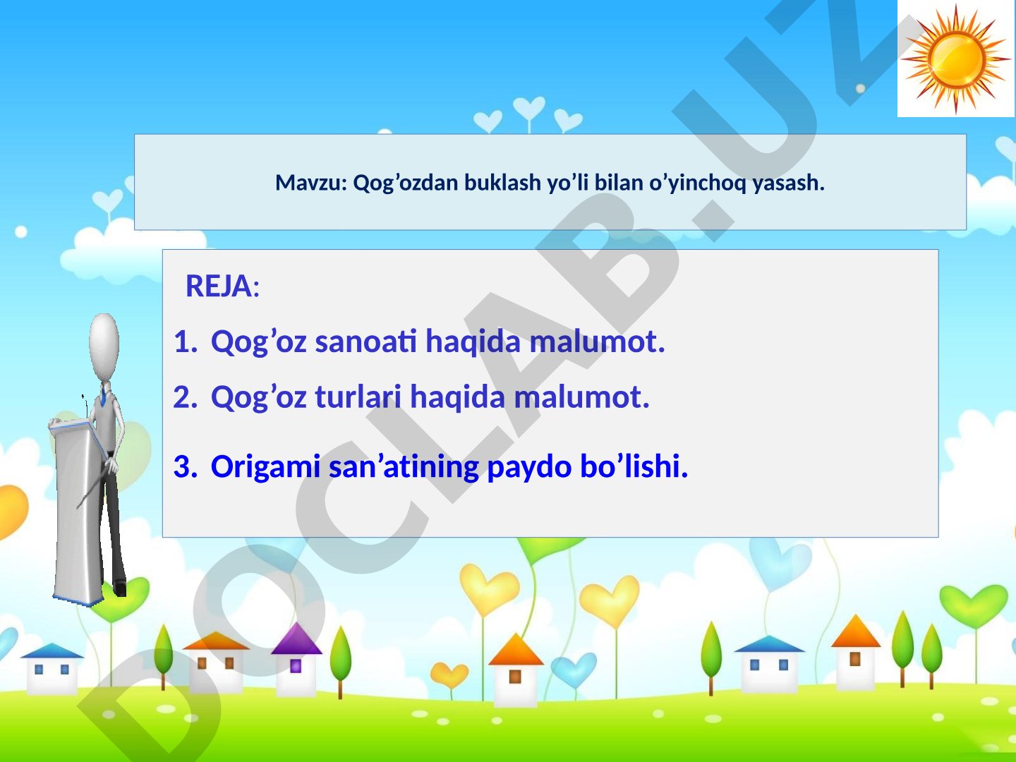 Qog'ozdan buklash yo'li bilan o'yinchoq yasash