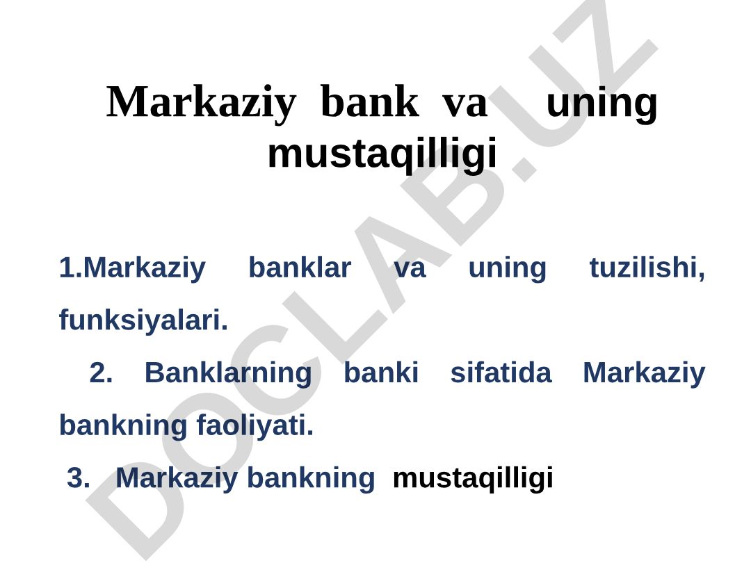 Markaziy bank va uning mustaqilligi