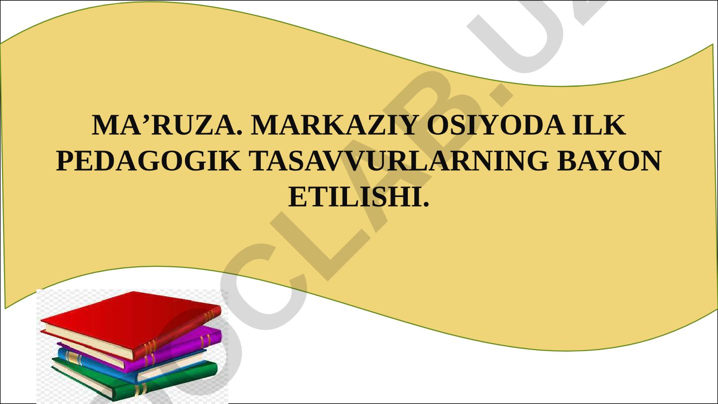 Markaziy Osiyoda ilk pedagogik tasavvurlarning bayon etilishi