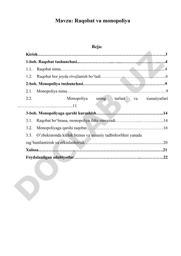 Raqobat va monopoliya