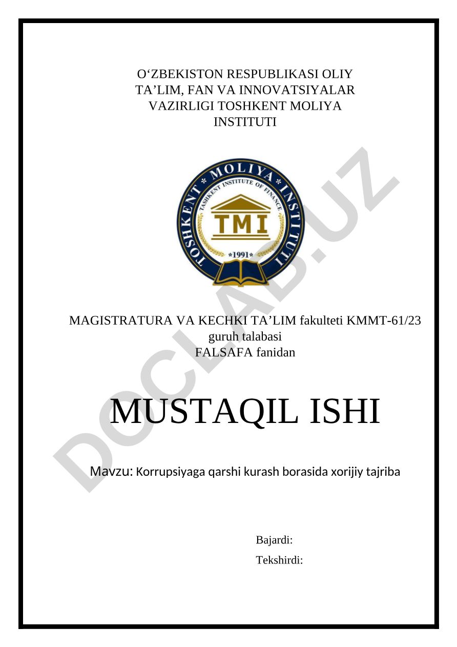 Korrupsiyaga qarshi kurash borasida xorijiy tajriba