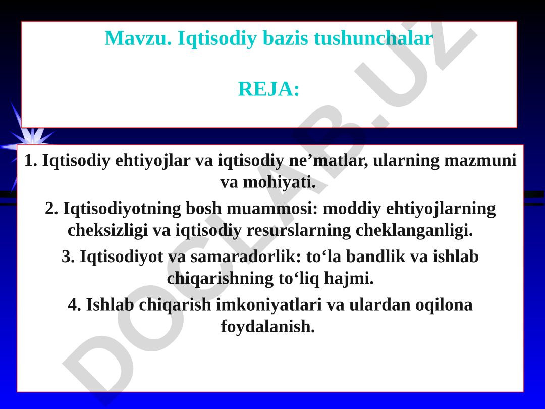 Iqtisodiy bazis tushunchalar