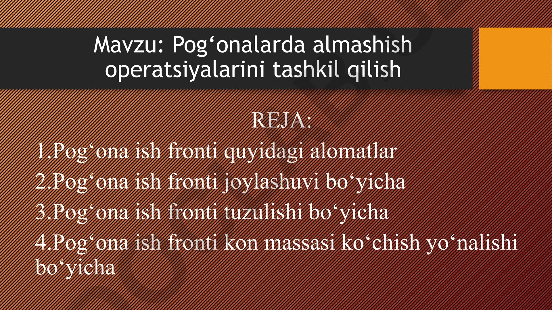 Pog‘onalarda almashish operatsiyalarini tashkil qilish