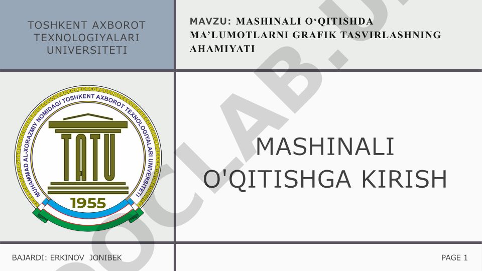 Mashinali o‘qitishda ma’lumotlarni grafik tasvirlashning ahamiyati