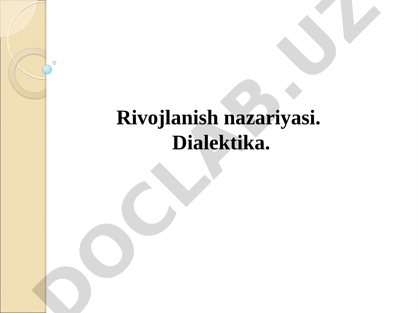 Rivojlanish nazariyasi va falsafaning asosiy qonunlari