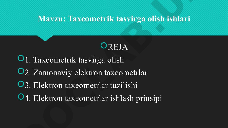 Taxeometrik tasvirga olish ishlari