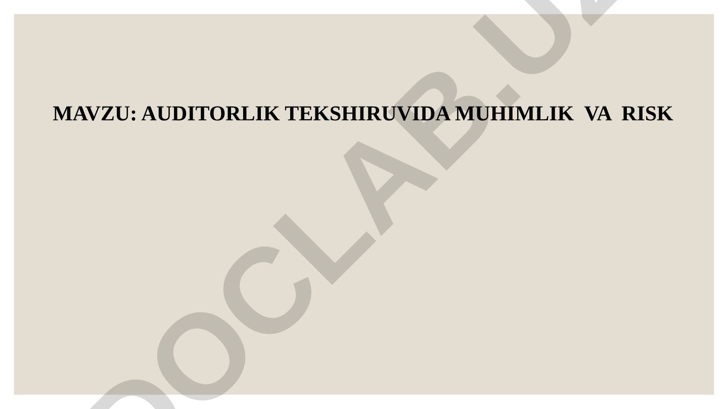 AUDITORLIK TEKSHIRUVIDA MUHIMLIK VA RISK