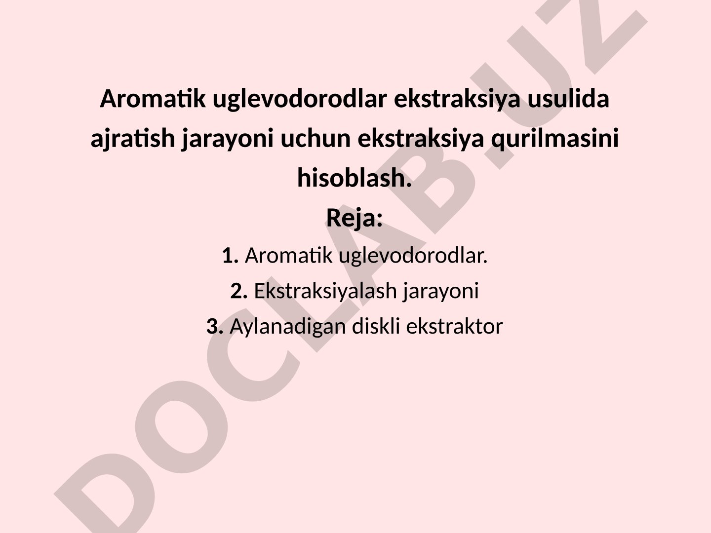 Aromatik uglevodorodlar ekstraksiya usulida ajratish jarayoni uchun ekstraksiya qurilmasini hisoblash