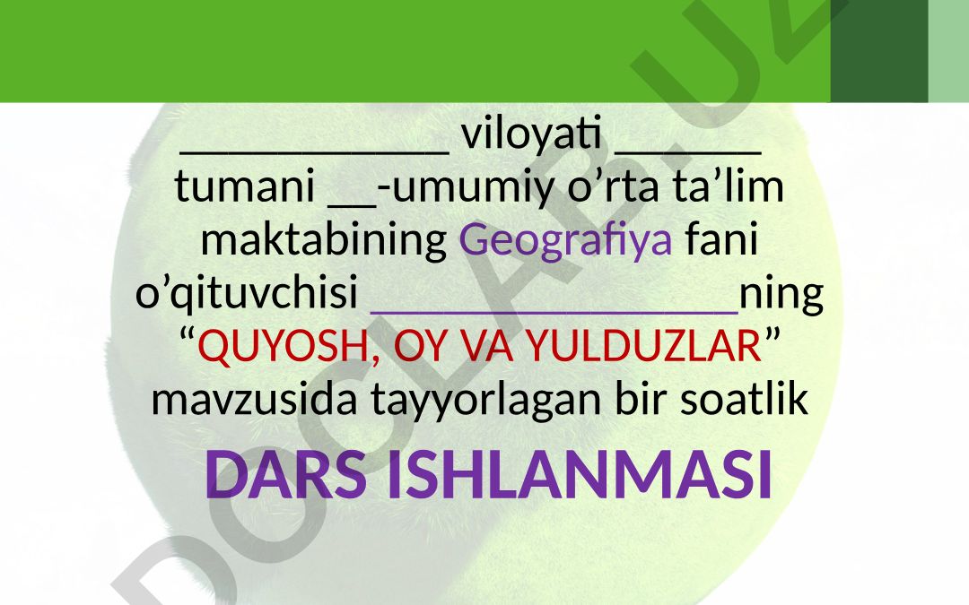 QUYOSH, OY VA YULDUZLAR