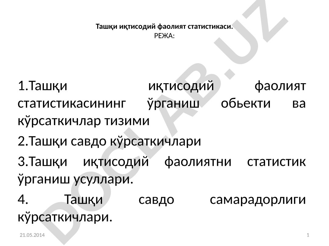 Ташқи иқтисодий фаолият статистикаси