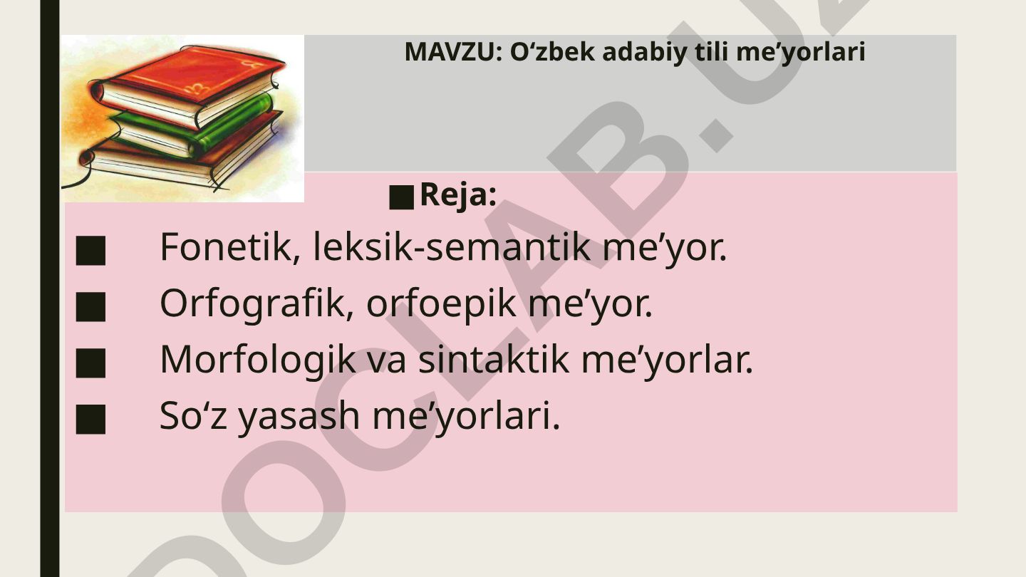 O‘zbek adabiy tili me’yorlari