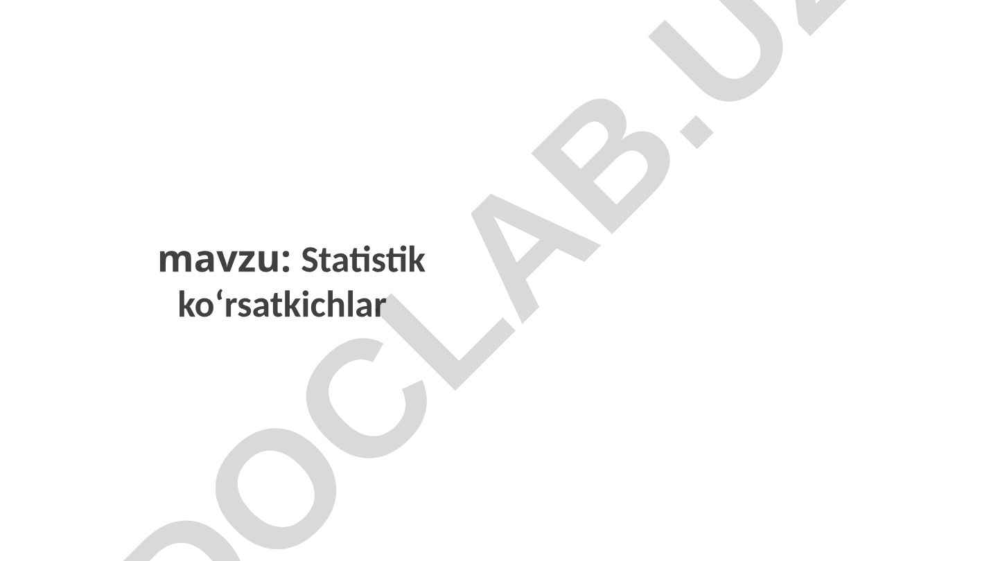 Statistik ko‘rsatkichlar