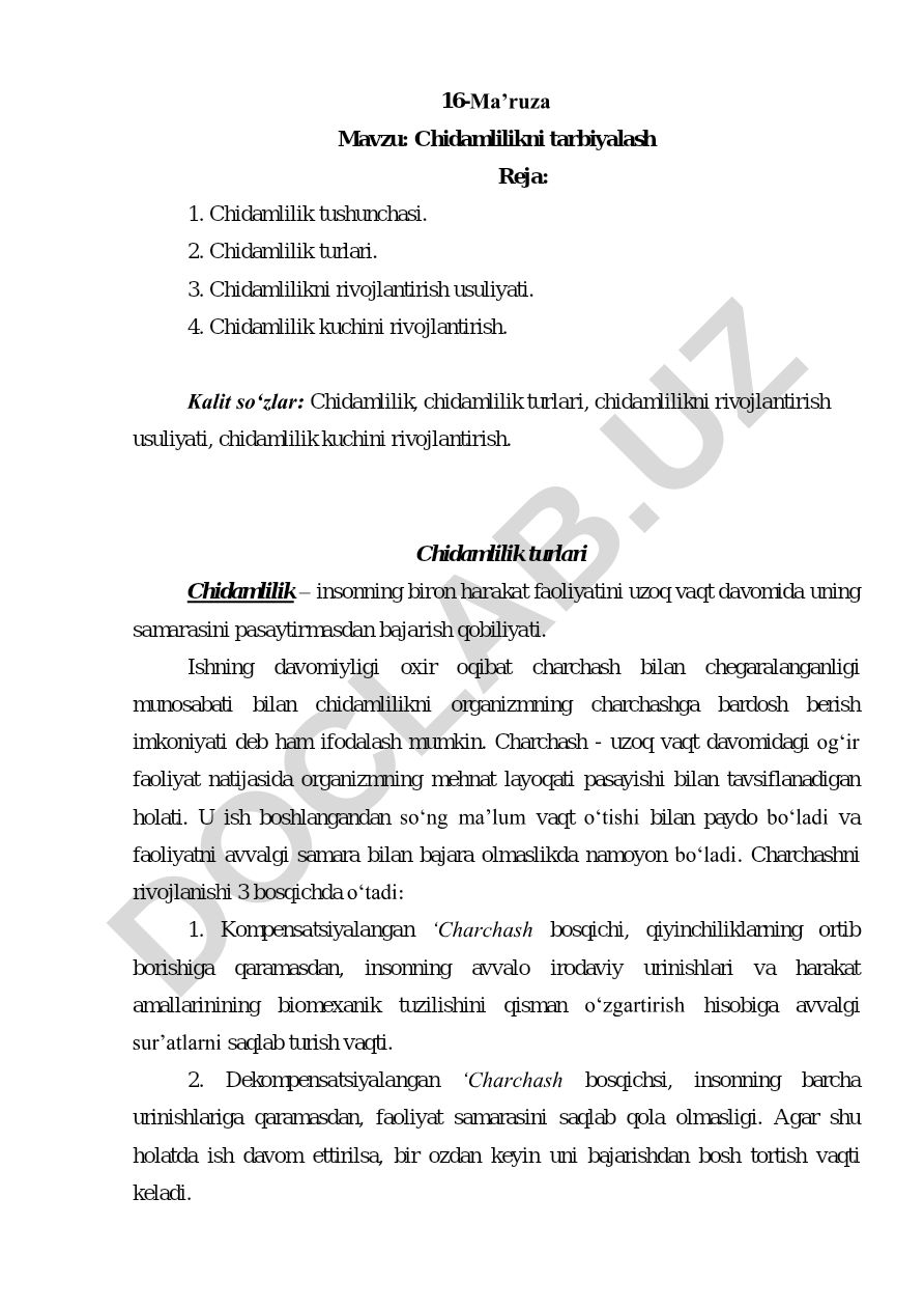 Chidamlilikni tarbiyalash
