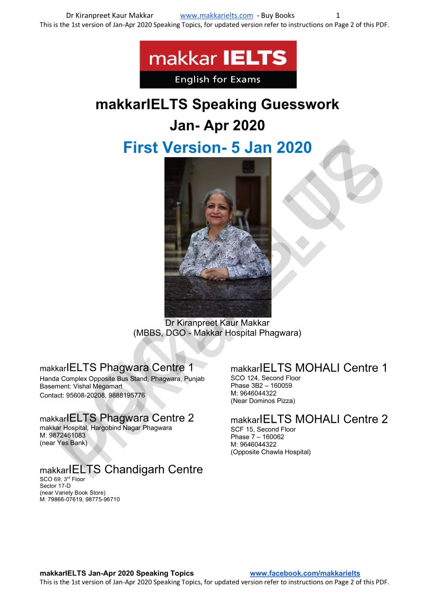 IELTS Speaking Topics Jan-Apr 2020