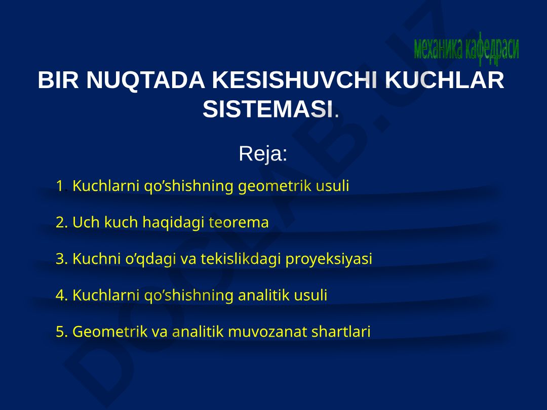 Bir nuqtada kesishuvchi kuchlar sistemasi