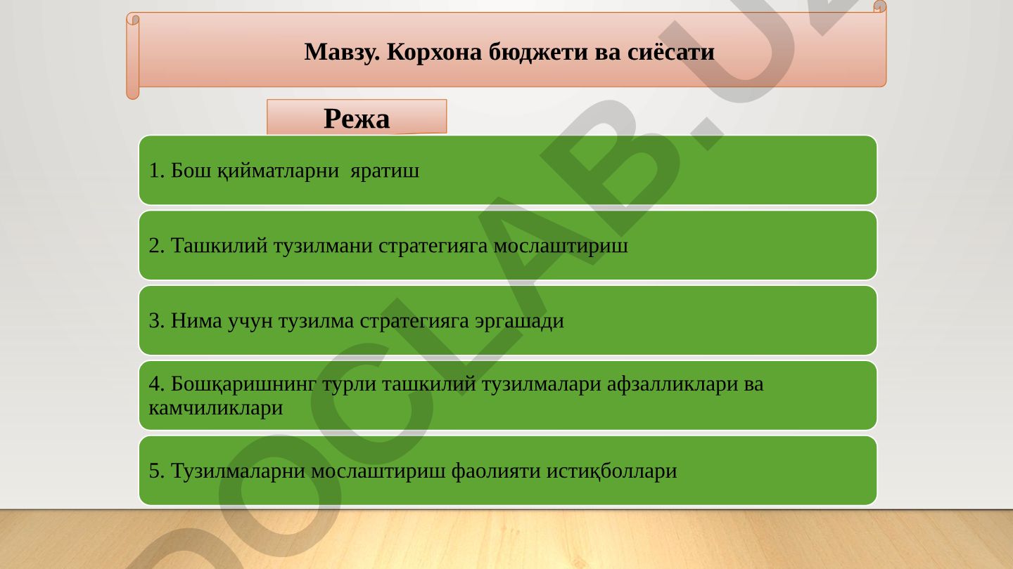 Корхона бюджети ва сиёсати