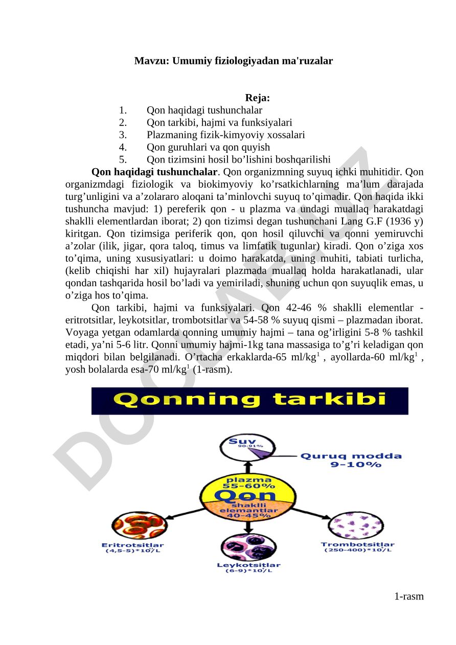 Umumiy fiziologiyadan ma'ruzalar