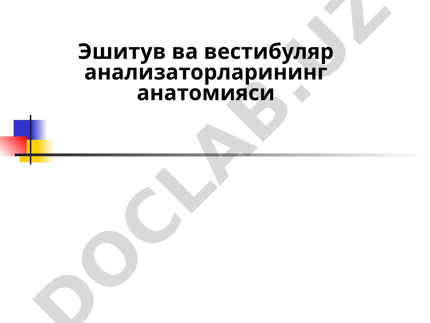 Эшитув ва вестибуляр анализаторларининг анатомияси