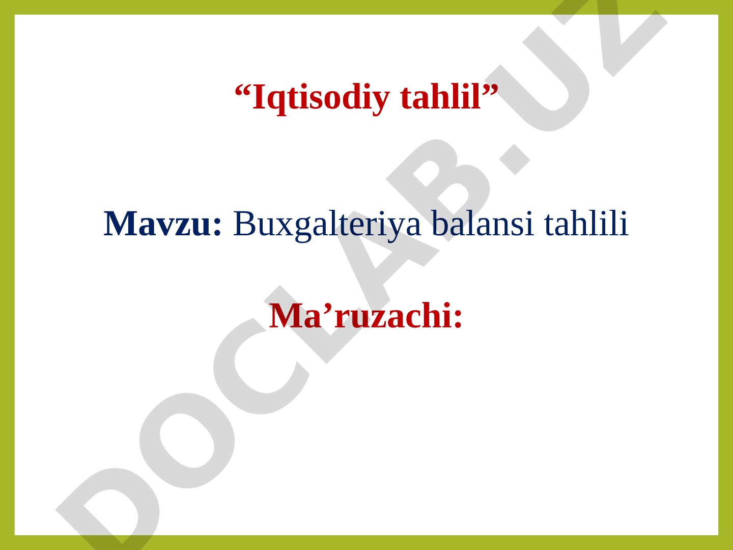 Buxgalteriya balansi tahlili