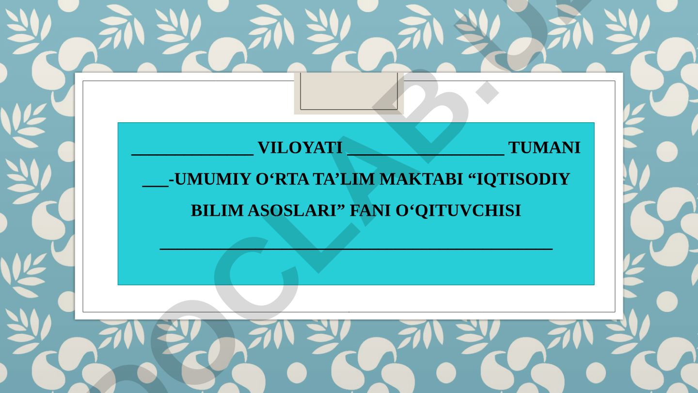 Iqtisodiyot bilan tanishuv