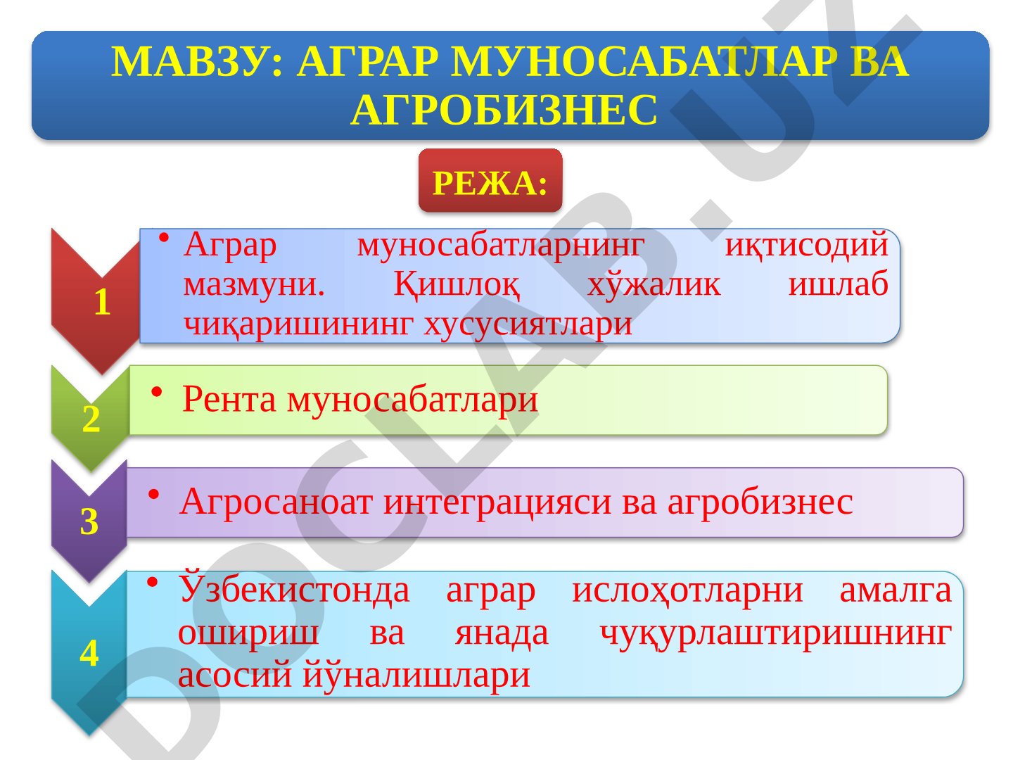 Аграр муносабатлар ва агробизнес