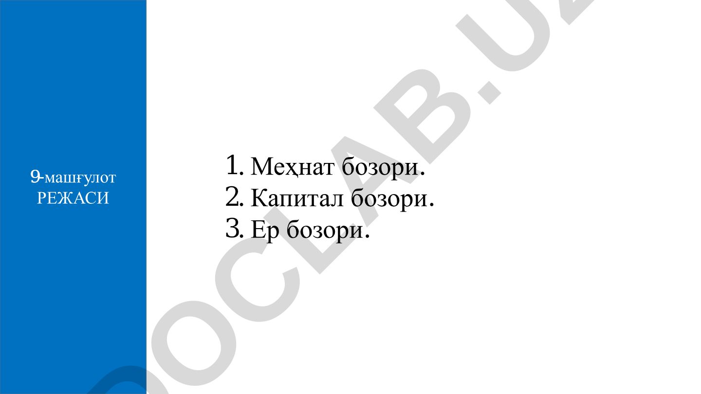 Меҳнат, капитал ва ер бозорлари