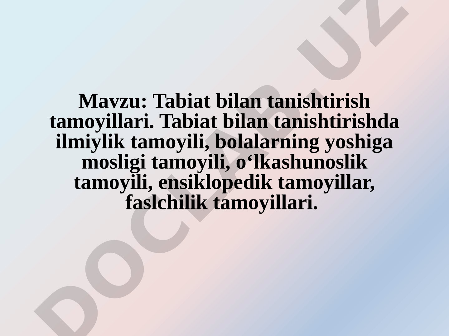 Tabiat bilan tanishtirish tamoyillari