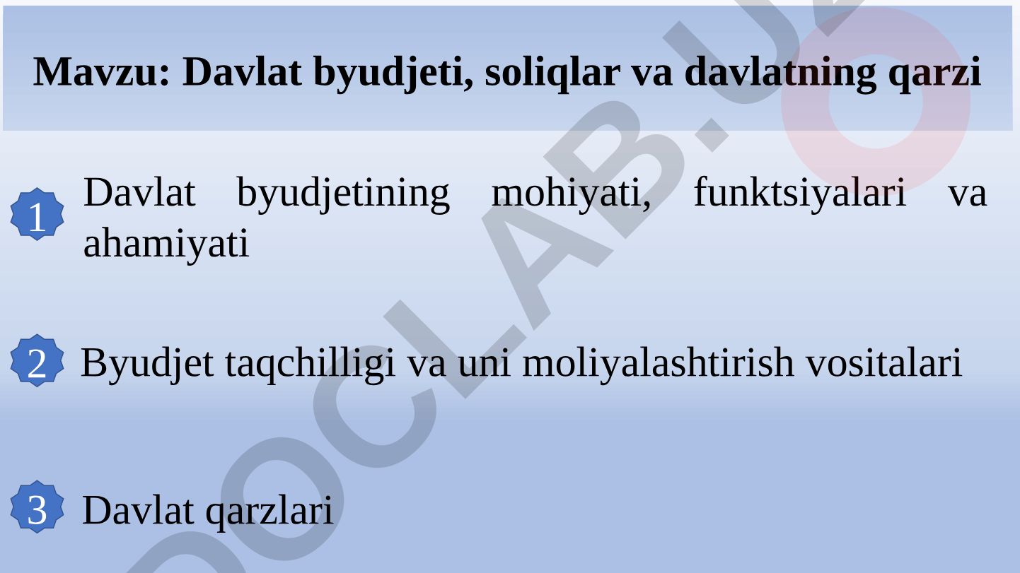 Davlat byudjeti, soliqlar va davlatning qarzi