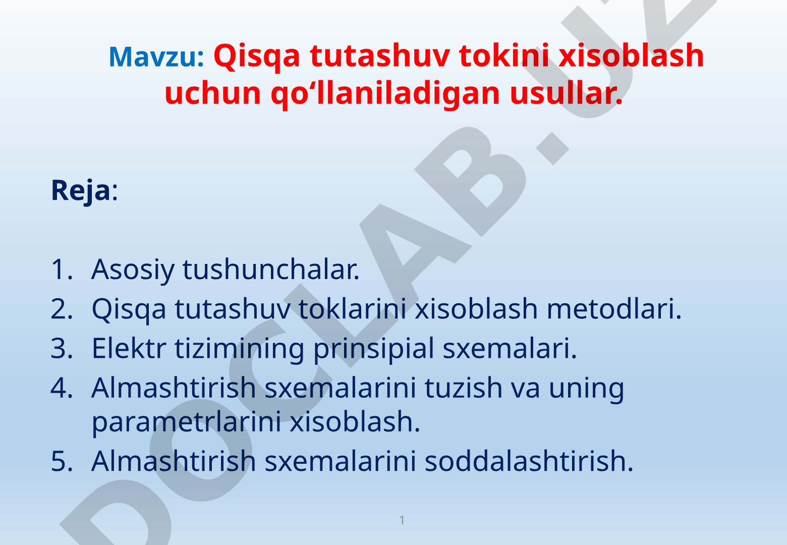 Qisqa tutashuv tokini xisoblash uchun qo‘llaniladigan usullar