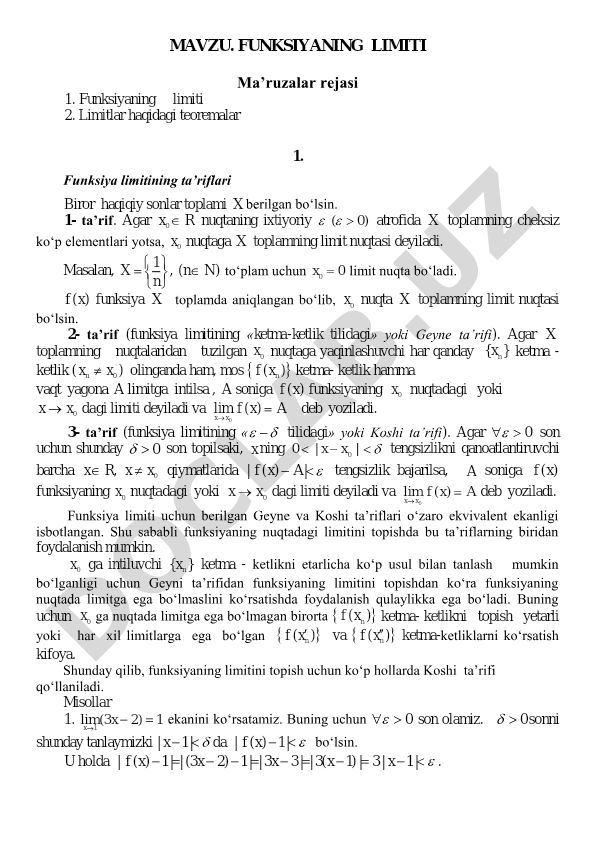 Funksiyaning limiti