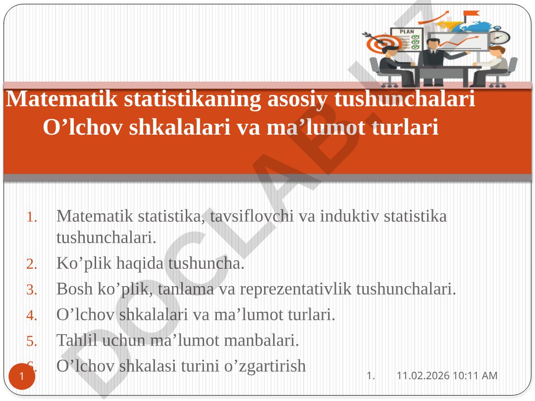 Matematik statistika asoslari va o'lchov shkalalari